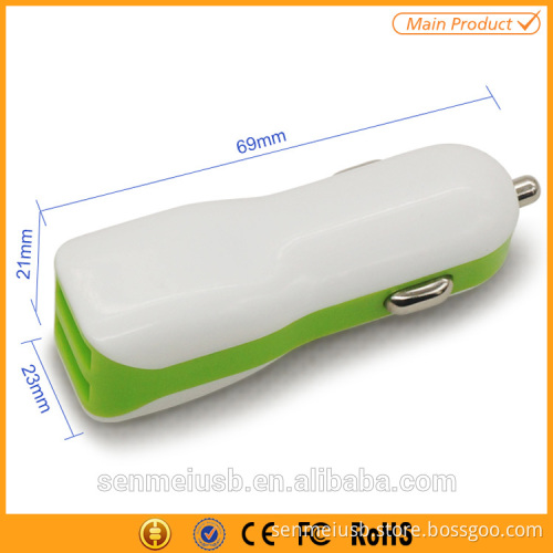 colorful 2 usb port 2.1a mobile phone car charger